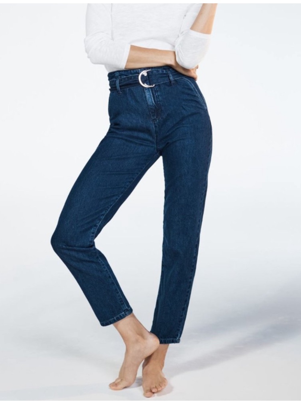Boden Denim Tapered Leg Tie Waist Jeans